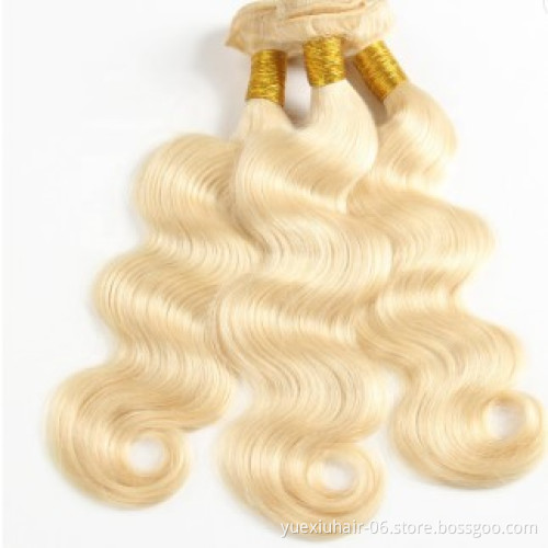 613 Brazilian Virgin Human Hair Weave Bundle 613 Blonde Human Hair Extensions Machine Double Weft Hair Bundles